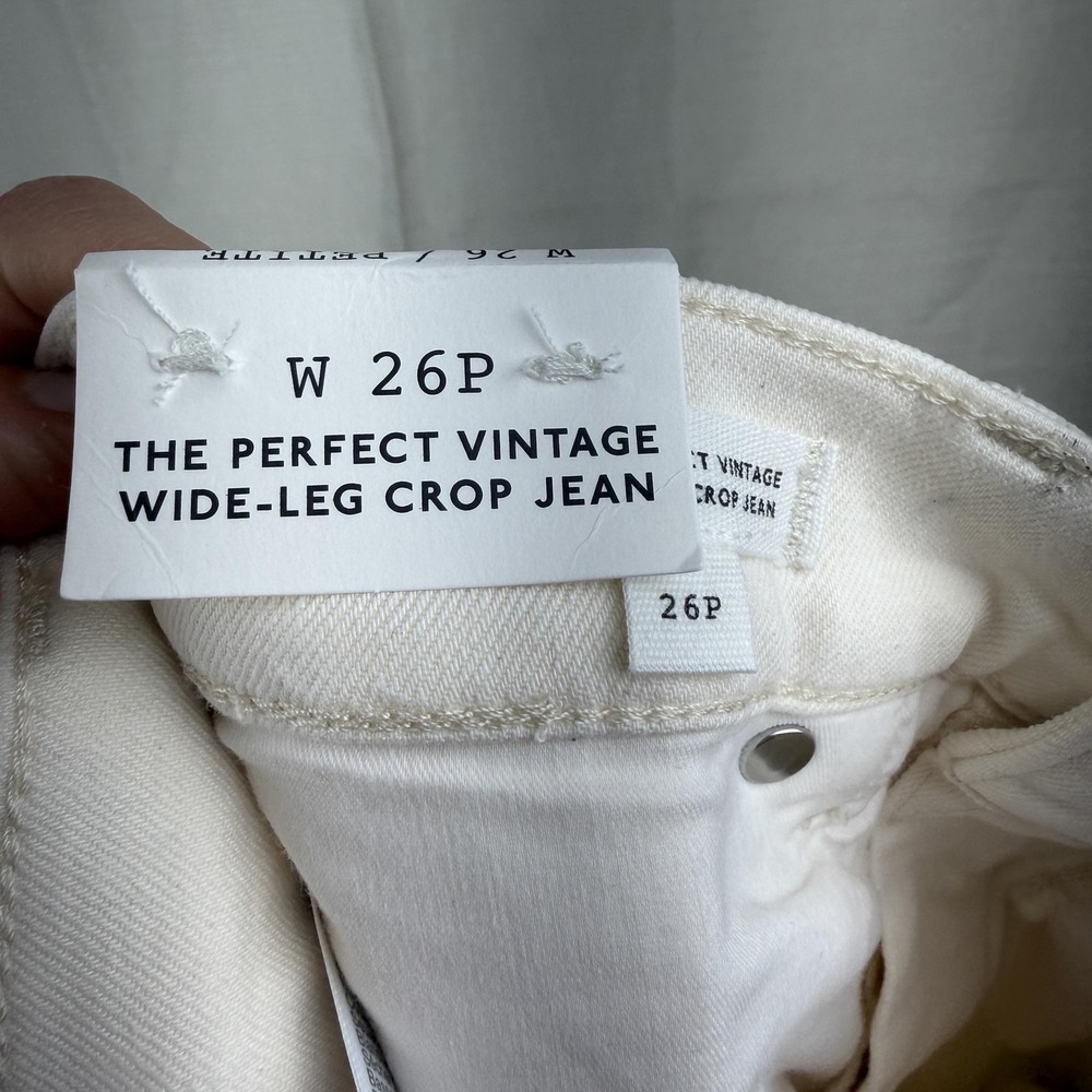 Madewell Perfect Vintage Jeans Womens 26P White High Rise Wide Leg Crop Denim - Picture 10 of 16